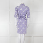 Sandro White Blue Striped Lace Bee Cotton Dress