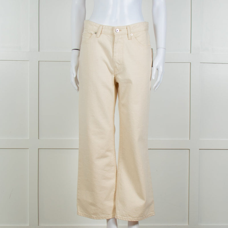 Jill Sander Cream Wash Wide Leg Jeans