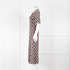 Kenzo Green and Pink Collared Knit Midi Dress