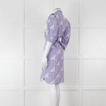 Sandro White Blue Striped Lace Bee Cotton Dress