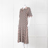 Kenzo Green and Pink Collared Knit Midi Dress