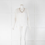 Fabiana Filippi White Cap Sleeve Silk Top with Sparkle Neckline