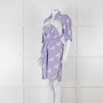 Sandro White Blue Striped Lace Bee Cotton Dress