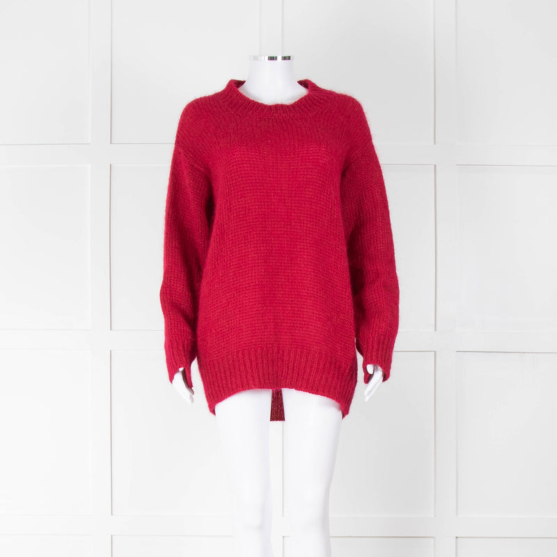 Isabel Marant Etoile Raspberry Red Chunky Knit Mohair Jumper