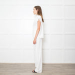 Louis Vuitton White On White Monogram Gold Buttons Cotton Top
