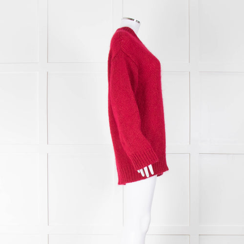 Isabel Marant Etoile Raspberry Red Chunky Knit Mohair Jumper