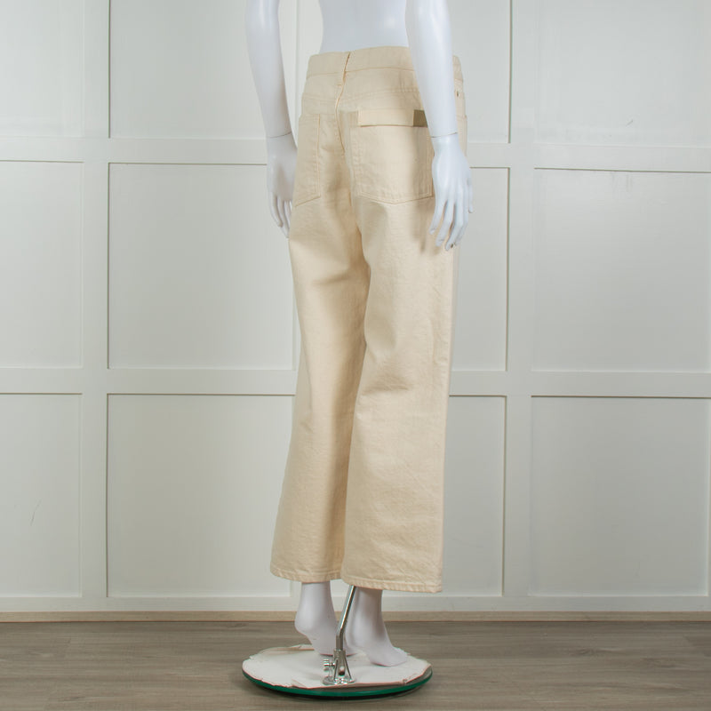 Jill Sander Cream Wash Wide Leg Jeans