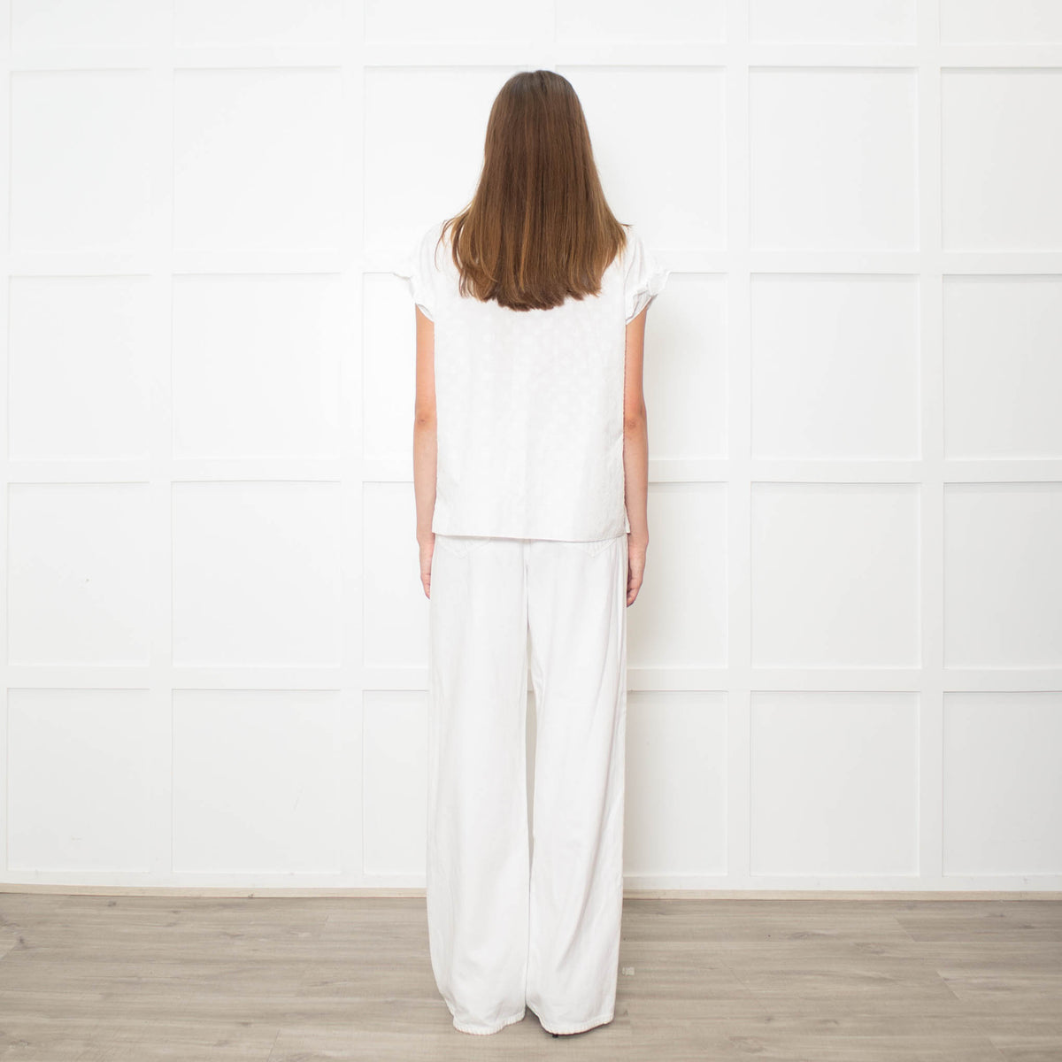 Louis Vuitton White On White Monogram Gold Buttons Cotton Top