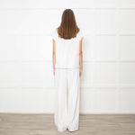 Louis Vuitton White On White Monogram Gold Buttons Cotton Top