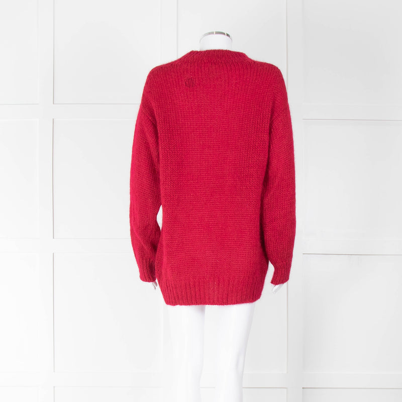 Isabel Marant Etoile Raspberry Red Chunky Knit Mohair Jumper