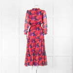 Ridley Red Purple Orange Poppy Print Silk Maxi Dress