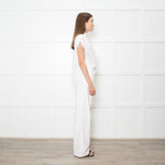 Louis Vuitton White On White Monogram Gold Buttons Cotton Top