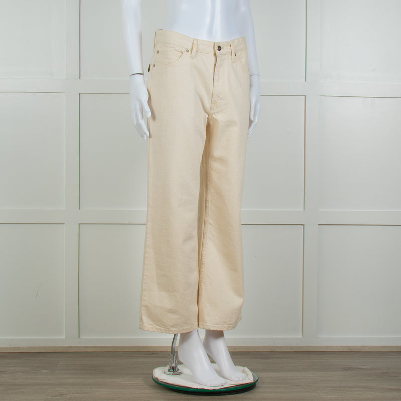 Jill Sander Cream Wash Wide Leg Jeans
