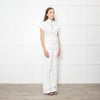 Louis Vuitton White On White Monogram Gold Buttons Cotton Top