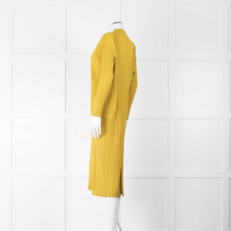 Pleats Please Moss Green V- Neck Plisse Dress