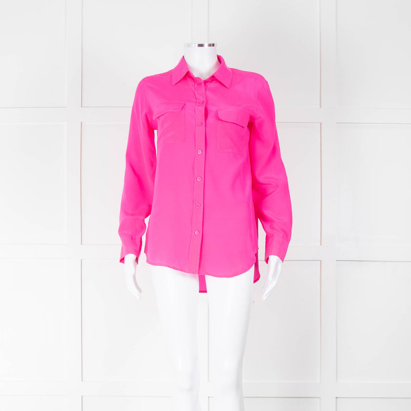 Equipment Bright Pink Silk Button Up Shirt Blouse