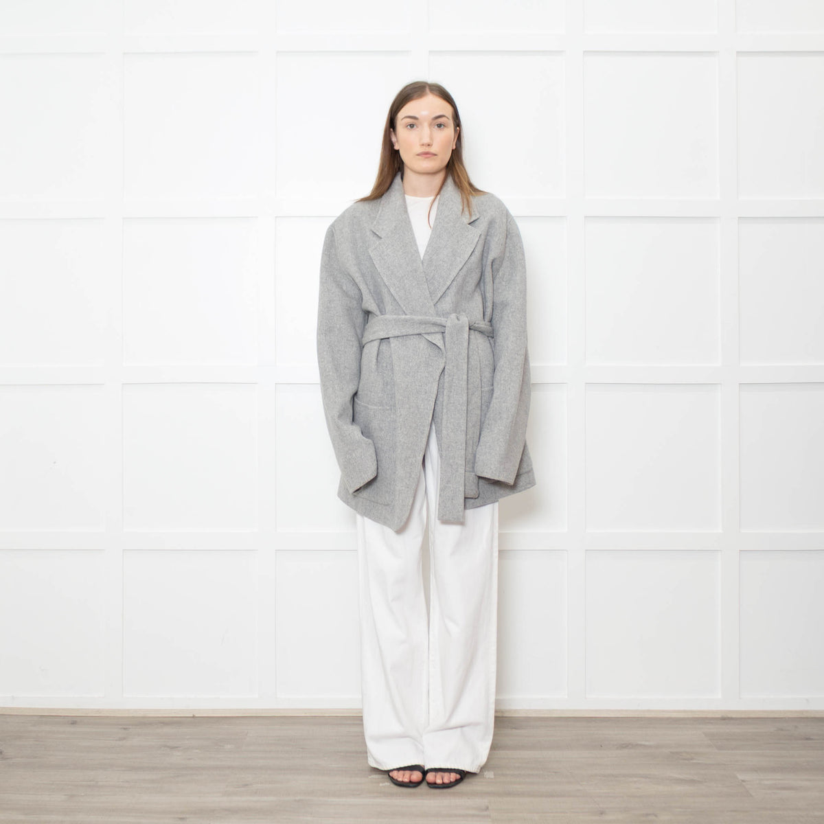 Acne Studios Grey Double Faced Belt Wool Jacket