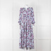 ME + EM White Blue Purple Floral Tiered Maxi Dress
