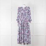 ME + EM White Blue Purple Floral Tiered Maxi Dress
