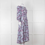 ME + EM White Blue Purple Floral Tiered Maxi Dress