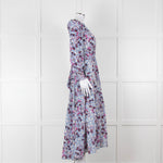 ME + EM White Blue Purple Floral Tiered Maxi Dress