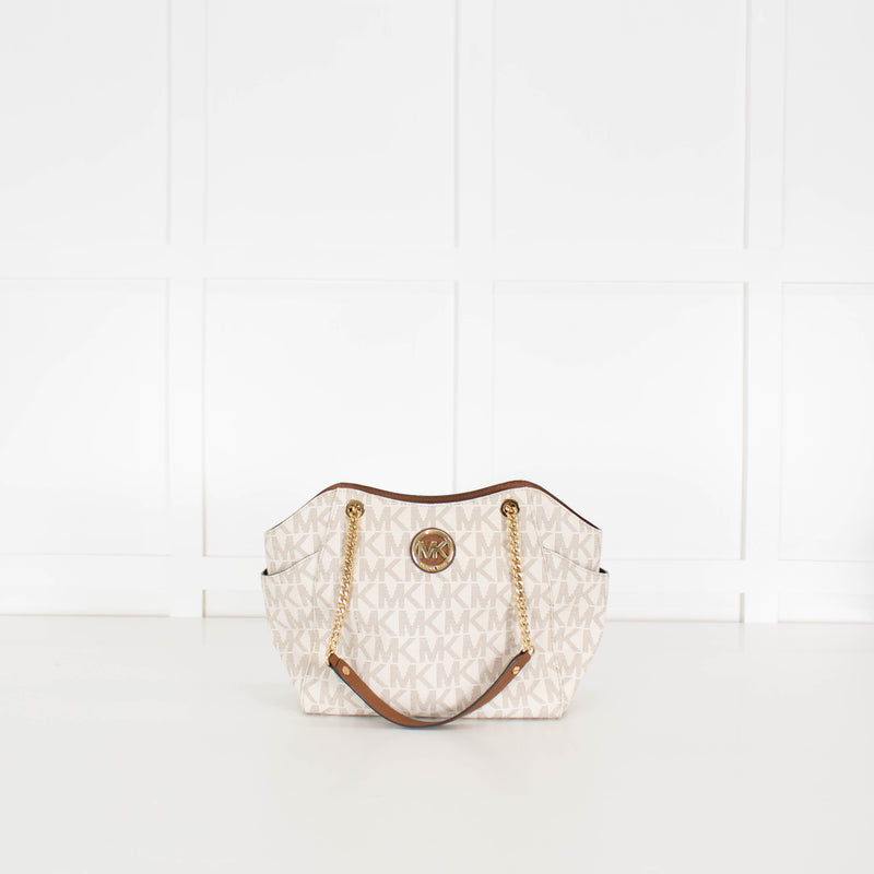 Michael By Michael Kors White Monogram Jacquelyn Bag