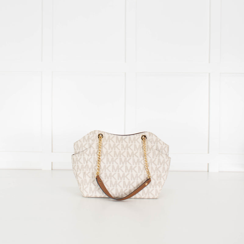 Michael By Michael Kors White Monogram Jacquelyn Bag