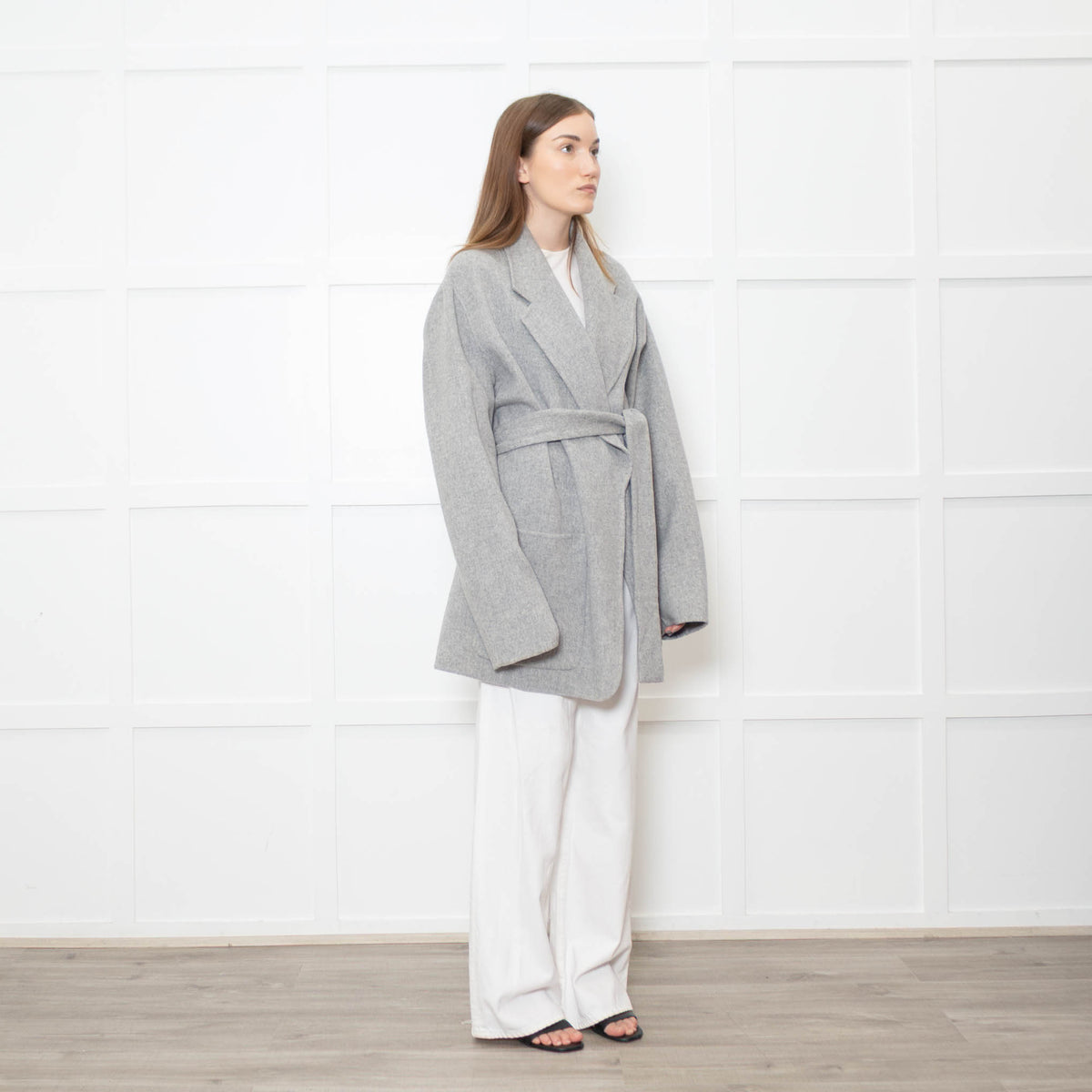 Acne Studios Grey Double Faced Belt Wool Jacket