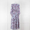 ME + EM White Blue Purple Floral Tiered Maxi Dress