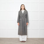 S Max Mara Houndstooth Wool Belted Coat