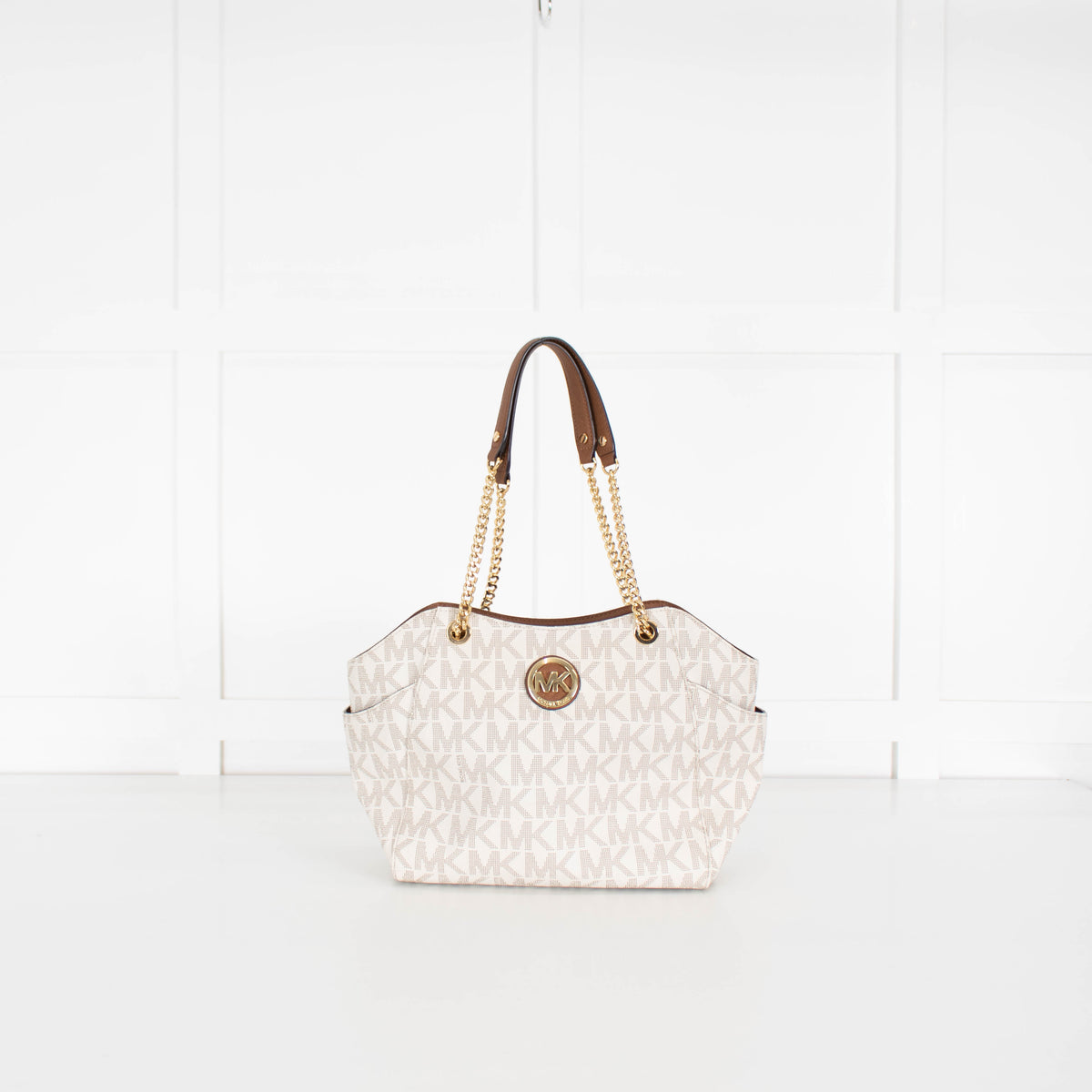 Michael By Michael Kors White Monogram Jacquelyn Bag