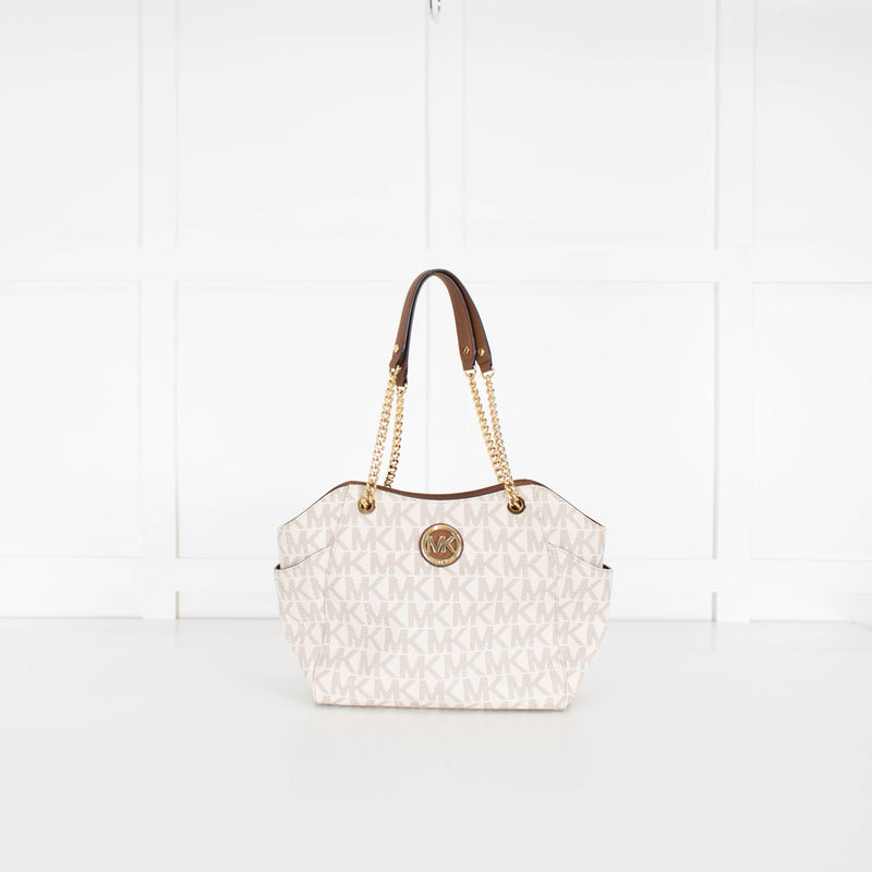 Michael By Michael Kors White Monogram Jacquelyn Bag