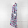 ME + EM White Blue Purple Floral Tiered Maxi Dress