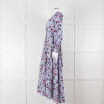 ME + EM White Blue Purple Floral Tiered Maxi Dress