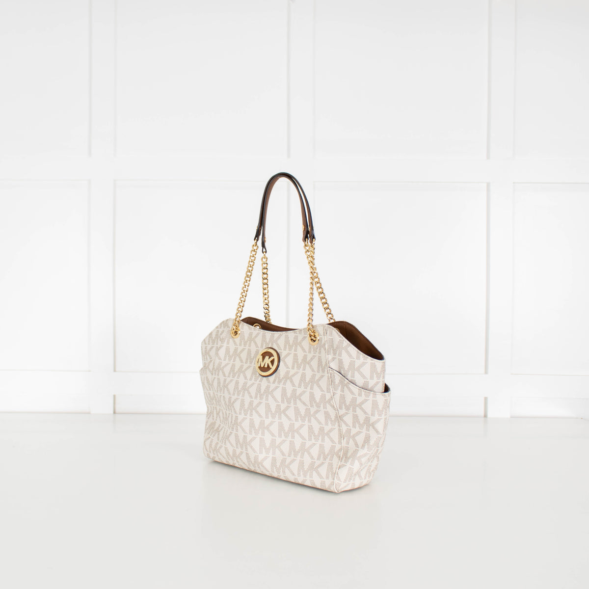 Michael By Michael Kors White Monogram Jacquelyn Bag