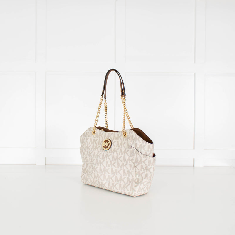 Michael By Michael Kors White Monogram Jacquelyn Bag