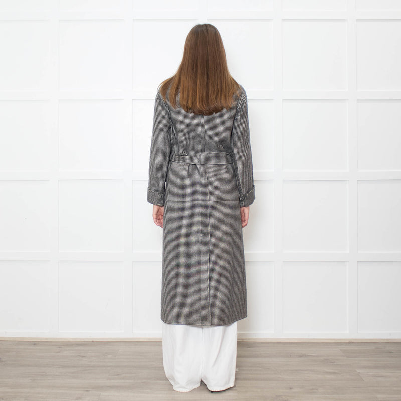S Max Mara Houndstooth Wool Belted Coat