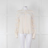 Sandro Cream Lace Trim High Neck Blouse