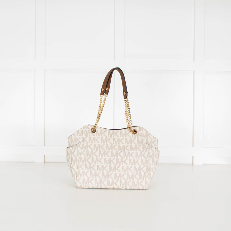 Michael By Michael Kors White Monogram Jacquelyn Bag