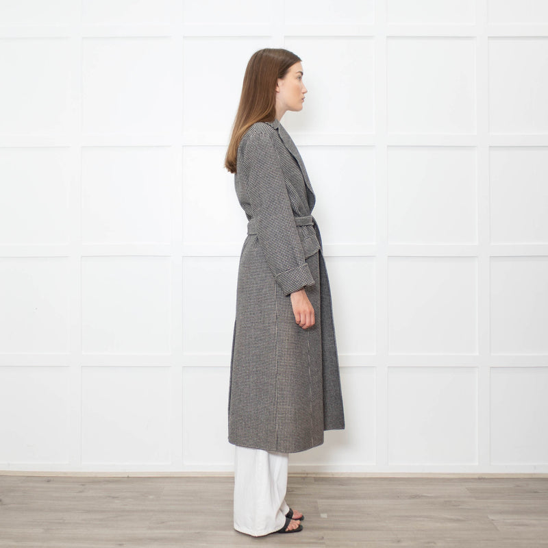 S Max Mara Houndstooth Wool Belted Coat