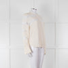 Sandro Cream Lace Trim High Neck Blouse