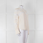 Sandro Cream Lace Trim High Neck Blouse
