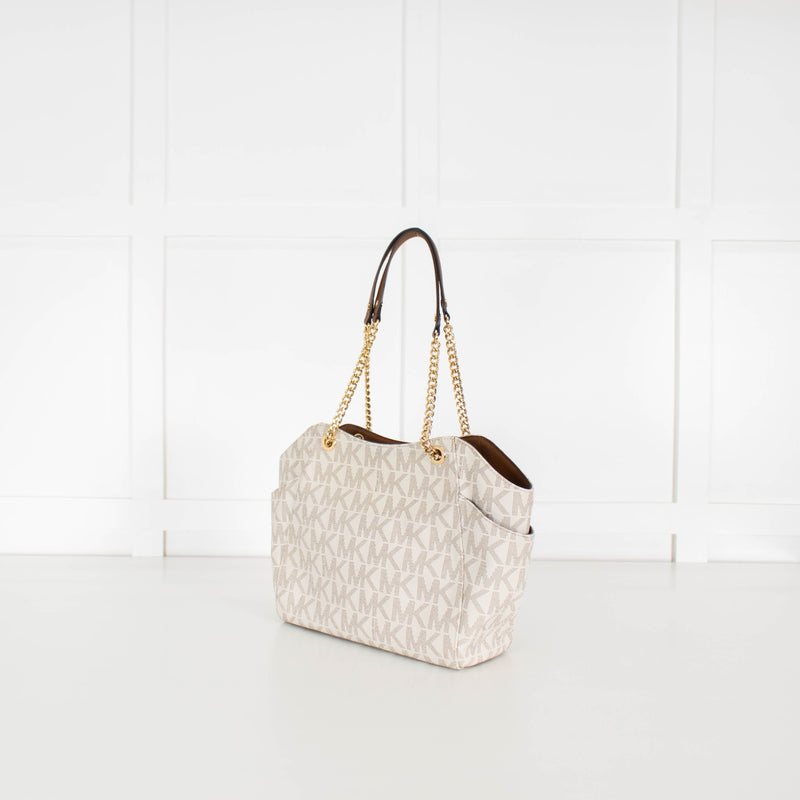 Michael By Michael Kors White Monogram Jacquelyn Bag