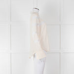Sandro Cream Lace Trim High Neck Blouse