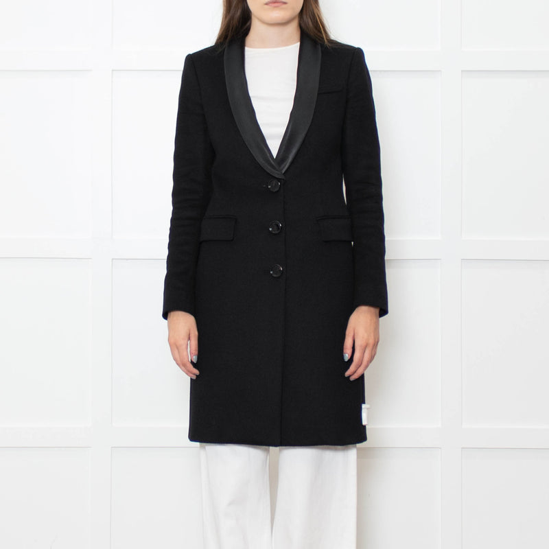 Burberry Black Cashmere Coat With Dress Collar