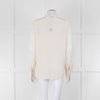 Sandro Cream Lace Trim High Neck Blouse