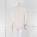 Sandro Cream Lace Trim High Neck Blouse