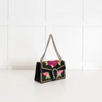 Gucci Black Calfskin Floral Embroidered Studded Small Dionysus Bag