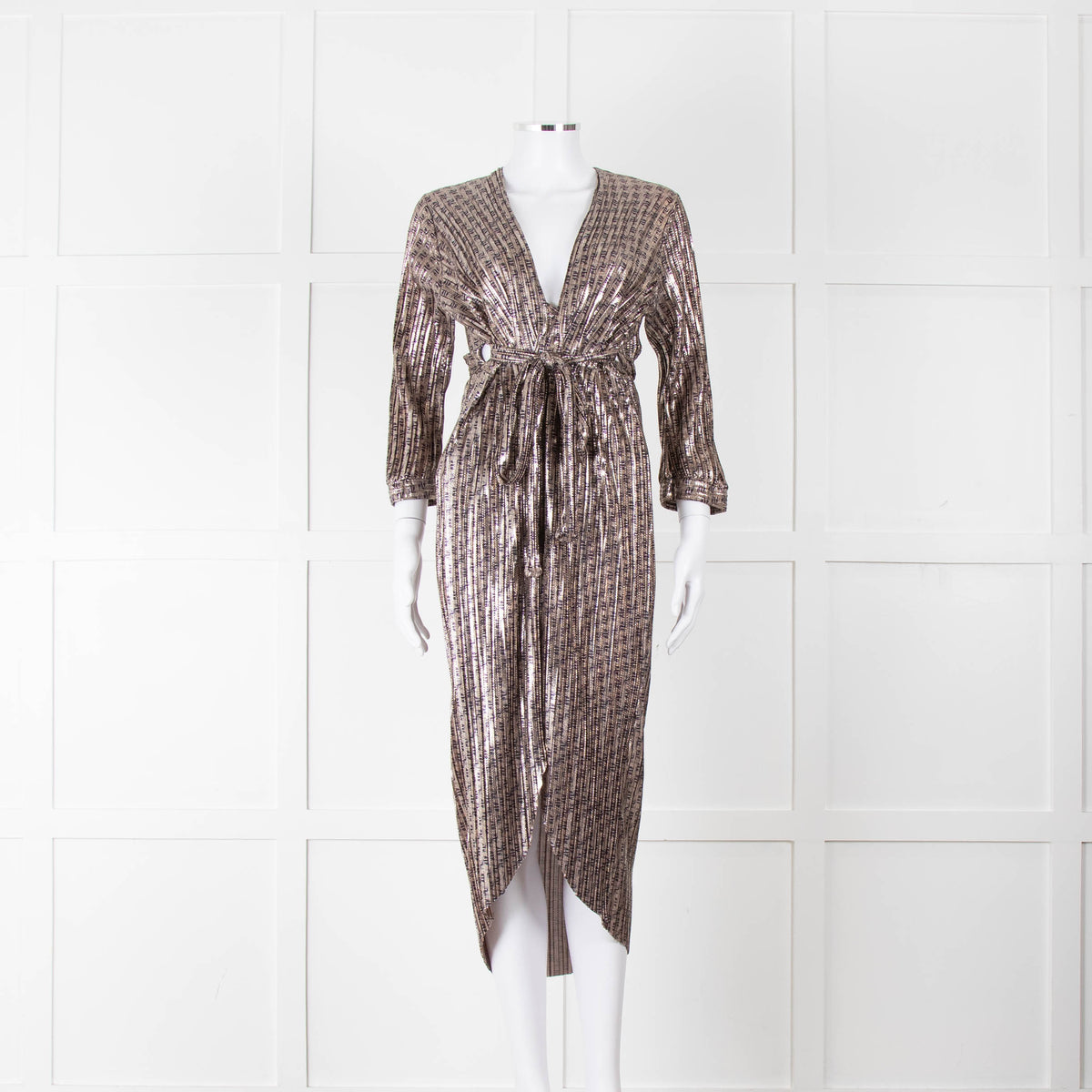 Ali-Jo Gold Plisse Midi Dress