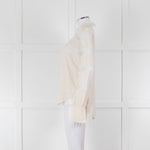 Sandro Cream Lace Trim High Neck Blouse